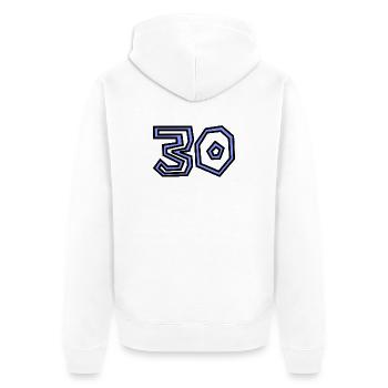 30. 30 ANS. 30e ANNIVERSAIRE. ANNIVERSAIRE 30 ANS. - Veste à capuche bio Premium Unisexe - blanc - Dos - Thijin (182cm)