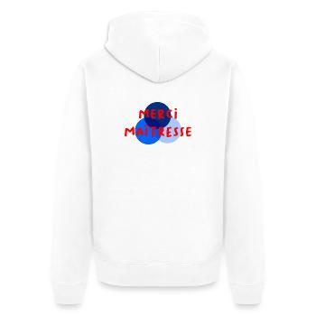 MISTRESS. THANK YOU. THANK YOU MISTRESS - Unisex Premium Organic Zip Hoodie - white - Back - Thijin (182cm)
