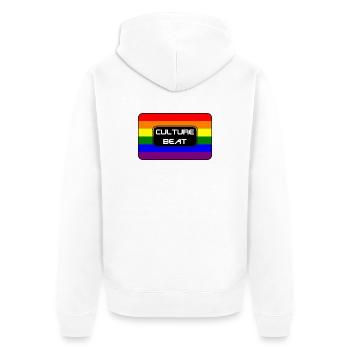 Kultur Beat Pride Logo - Unisex Premium Bio Zip Hoodie - Weiß - Hinten - Thijin (182cm)