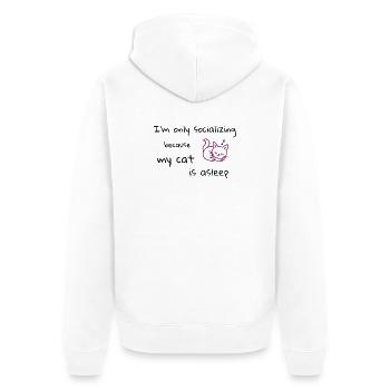 Jetzt nur noch Kontakte knüpfen - Cat Humor - Unisex Premium Bio Zip Hoodie - Weiß - Hinten - Thijin (182cm)