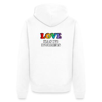 Rainbow LGBT Love No Borders T-Shirt Design - Unisex Premium Organic Zip Hoodie - white - Back - Thijin (182cm)