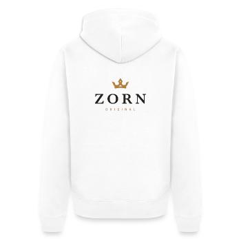 Zorn-Original-Familienlogo - Unisex Premium Bio Zip Hoodie - Weiß - Hinten - Thijin (182cm)