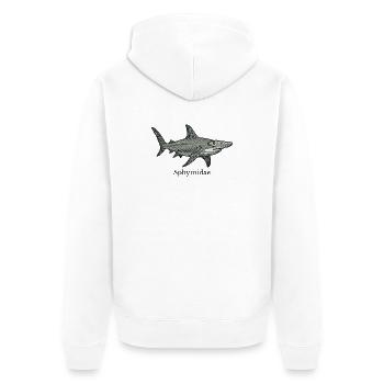 Sphyrnidae Hammerhead Shark Design - Unisex Premium Organic Zip Hoodie - white - Back - Thijin (182cm)