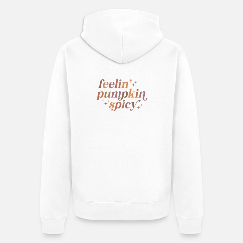Conception de texte épicé Feelin' Pumpkin - Veste à capuche bio Premium Unisexe - blanc
