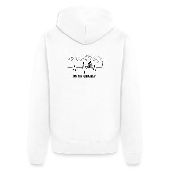 Abstrakte Bergsilhouette in Nachtfarben - Unisex Premium Bio Zip Hoodie - Weiß - Hinten - Thijin (182cm)