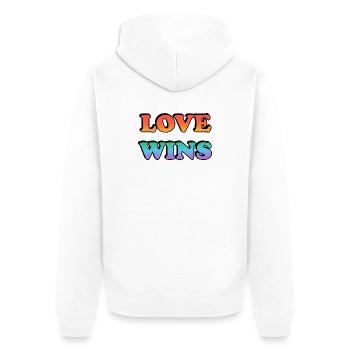 Liebe gewinnt Stolz Gradient - Unisex Premium Bio Zip Hoodie - Weiß - Hinten - Thijin (182cm)