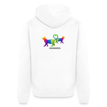 Fille préférée chat | Drôle d’amoureux des chats - Veste à capuche bio Premium Unisexe - blanc - Dos - Thijin (182cm)