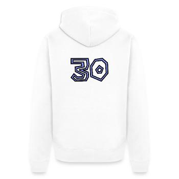 30. 30 ANS. 30e ANNIVERSAIRE. ANNIVERSAIRE 30 ANS. - Veste à capuche bio Premium Unisexe - blanc - Dos - Thijin (182cm)
