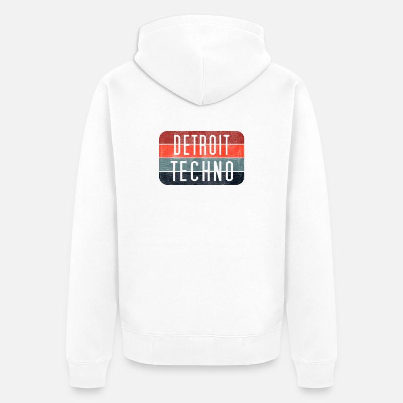 Emblème néon techno de Détroit - Veste à capuche bio Premium Unisexe - blanc