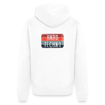 Harte Techno-Streifen - Unisex Premium Bio Zip Hoodie - Weiß - Hinten - Thijin (182cm)