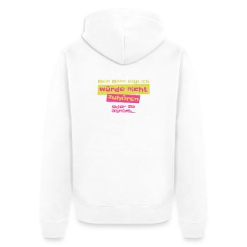 Mein Mann sagt ich höre nicht zu Design - Unisex Premium Bio Zip Hoodie - Weiß - Hinten - Thijin (182cm)