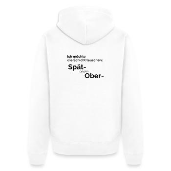 Schicht tauschen - Unisex Premium Bio Zip Hoodie - Weiß - Hinten - Thijin (182cm)