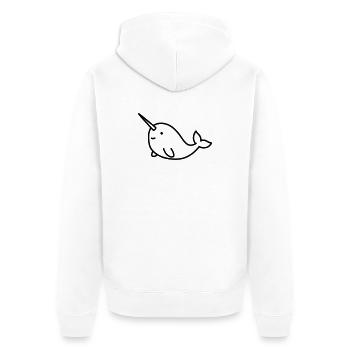Narwal - Unisex Premium Bio Zip Hoodie - Weiß - Hinten - Thijin (182cm)