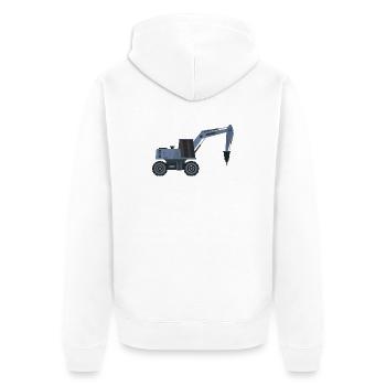 Bagger mit Hammer - Unisex Premium Bio Zip Hoodie - Weiß - Hinten - Thijin (182cm)