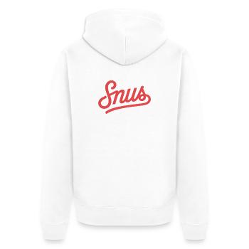 Snus – Nikotinbeutel Zyn T-Shirt - Unisex Premium Bio Zip Hoodie - Weiß - Hinten - Thijin (182cm)