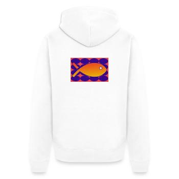 FISCH. SARDINE. APRILSCHERZ. MEER. OZEAN - Unisex Premium Bio Zip Hoodie - Weiß - Hinten - Thijin (182cm)