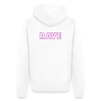Rave Dad Techno House Electro Festival Hardstyle - Unisex Premium Bio Zip Hoodie - Weiß - Hinten - Thijin (182cm)