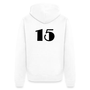 15. 15 YEARS. 15th ANNIVERSARY. 15 YEAR ANNIVERSARY. - Unisex Premium Organic Zip Hoodie - white - Back - Thijin (182cm)