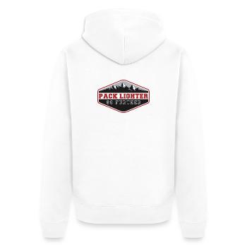 Pack lighter, go further - Unisex Premium Organic Zip Hoodie - white - Back - Thijin (182cm)