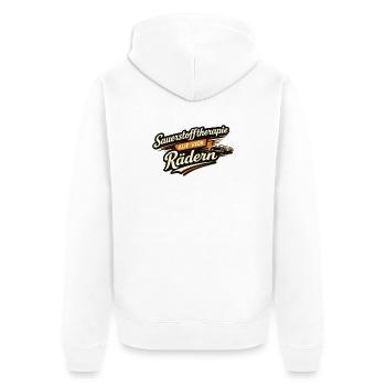 Sauerstofftherapie auf vier Rädern - Unisex Premium Bio Zip Hoodie - Weiß - Hinten - Thijin (182cm)