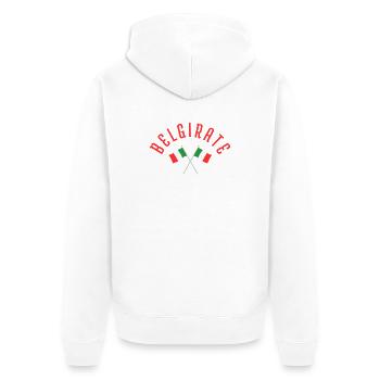 Emblem der belgiratischen gekreuzten italienischen Flaggen - Unisex Premium Bio Zip Hoodie - Weiß - Hinten - Thijin (182cm)