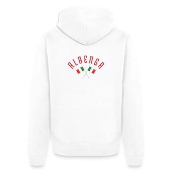 Albenga Italienisches Flaggenwappen - Unisex Premium Bio Zip Hoodie - Weiß - Hinten - Thijin (182cm)
