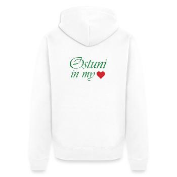 Ostuni in meinem Herzen - Unisex Premium Bio Zip Hoodie - Weiß - Hinten - Thijin (182cm)