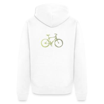 Vélo aquarelle : Sortie urbaine - Veste à capuche bio Premium Unisexe - blanc - Dos - Thijin (182cm)