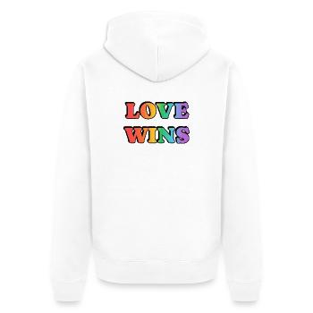 Love Wins LGBT Month Rainbow Text - Unisex Premium Organic Zip Hoodie - white - Back - Thijin (182cm)