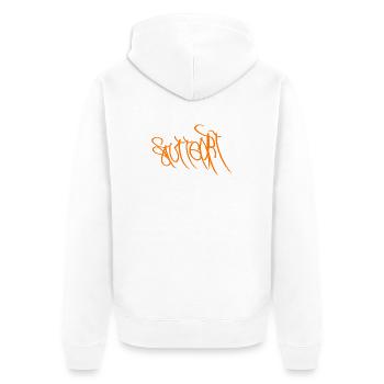 Graffiti Orange Handlettering Stuttgart - Unisex Premium Bio Zip Hoodie - Weiß - Hinten - Thijin (182cm)