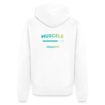 Muscle Loading Bar Graph - Unisex Premium Organic Zip Hoodie - white - Back - Thijin (182cm)