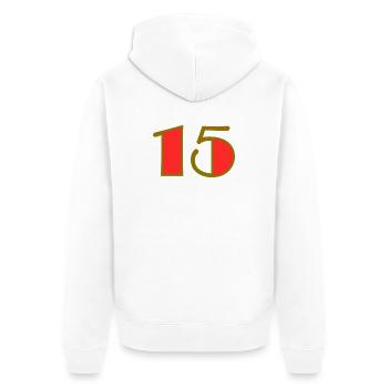 15. 15 ANS. 15e ANNIVERSAIRE. ANNIVERSAIRE 15 ANS. - Veste à capuche bio Premium Unisexe - blanc - Dos - Thijin (182cm)