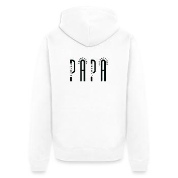 Minimalist PAPA - Black Typo Design - Unisex Premium Bio Zip Hoodie - Weiß - Hinten - Thijin (182cm)