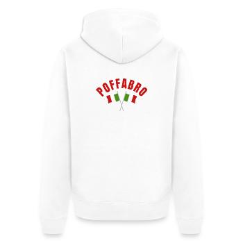 Poffabro Italienische Flaggen - Unisex Premium Bio Zip Hoodie - Weiß - Hinten - Thijin (182cm)