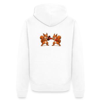 Squirrel Boxing Training Cartoon Motif - Unisex Premium Organic Zip Hoodie - white - Back - Thijin (182cm)