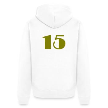 15. 15 YEARS. 15th ANNIVERSARY. 15 YEAR ANNIVERSARY. - Unisex Premium Organic Zip Hoodie - white - Back - Thijin (182cm)