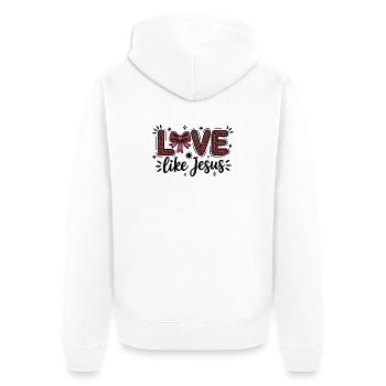Love Like Jesus Heart Scripture Bow - Unisex Premium Organic Zip Hoodie - white - Back - Thijin (182cm)