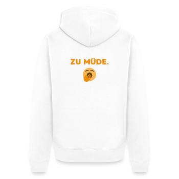 Zu Müde  - Unisex Premium Bio Zip Hoodie - Weiß - Hinten - Thijin (182cm)