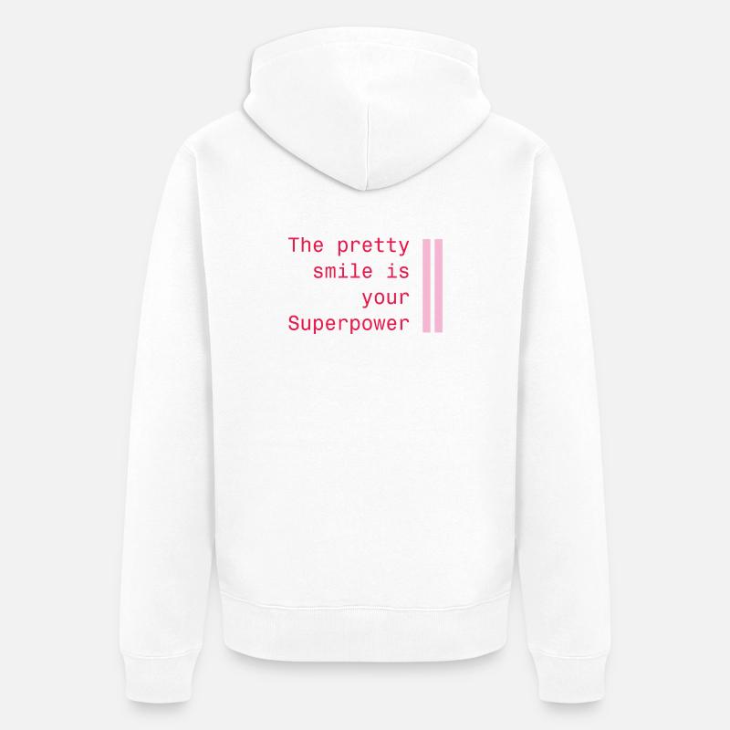 Sourire en tant que superpuissance - Veste à capuche bio Premium Unisexe - blanc