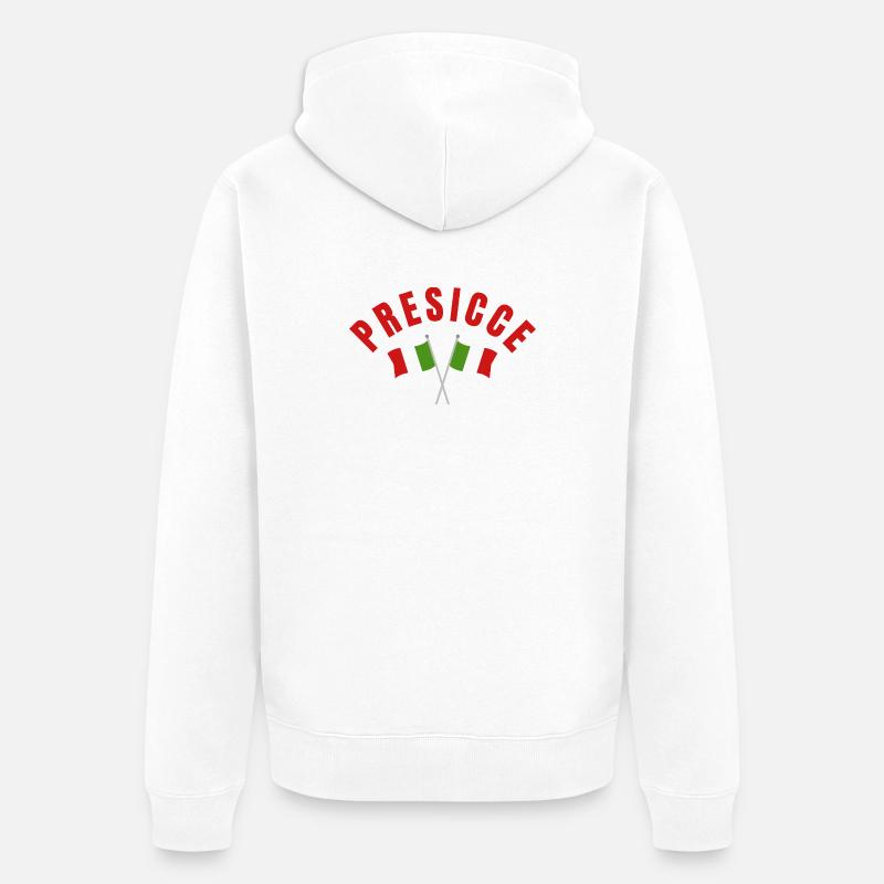 Presicce a traversé les drapeaux italiens - Veste à capuche bio Premium Unisexe - blanc