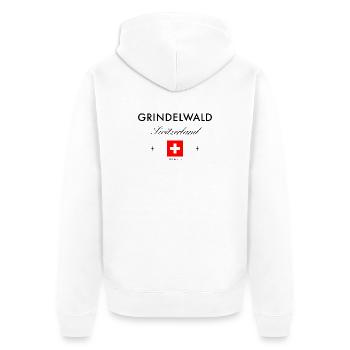 Grindelwald Schweiz Koordinaten Reise Souvenir - Unisex Premium Bio Zip Hoodie - Weiß - Hinten - Thijin (182cm)