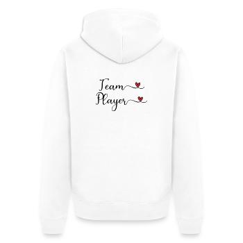 Style typographique mignon avec un cœur en équipe - Veste à capuche bio Premium Unisexe - blanc - Dos - Thijin (182cm)