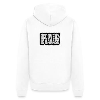 Recovery Is Badass Motivierend Erholung Zitat Logo - Unisex Premium Bio Zip Hoodie - Weiß - Hinten - Thijin (182cm)