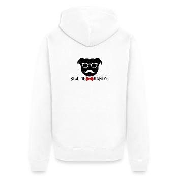 The Dandy Staffie - 010 - Unisex Premium Organic Zip Hoodie - white - Back - Thijin (182cm)