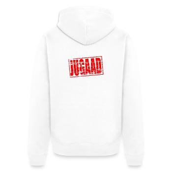 Jugaad. जुगाड़  - Unisex Premium Organic Zip Hoodie - white - Back - Thijin (182cm)