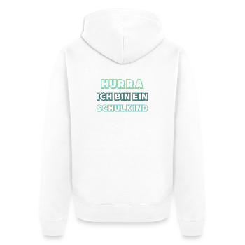 Hurra ich bin ein Schulkind – Einschulung Geschenk - Unisex Premium Bio Zip Hoodie - Weiß - Hinten - Thijin (182cm)