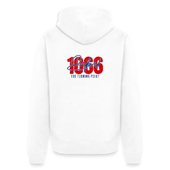 England 1066 – The Turning Point  - Unisex Premium Bio Zip Hoodie - Weiß - Hinten - Thijin (182cm)