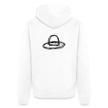 Strohhut handgezeichnet - Unisex Premium Bio Zip Hoodie - Weiß - Hinten - Thijin (182cm)