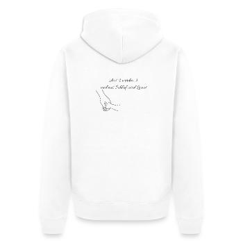 Ankündigung Nachwuchs  - Unisex Premium Bio Zip Hoodie - Weiß - Hinten - Thijin (182cm)