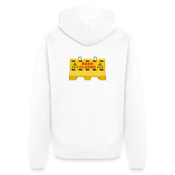 Symbol der Straßensperre für geschlossene Baustellen - Unisex Premium Bio Zip Hoodie - Weiß - Hinten - Thijin (182cm)